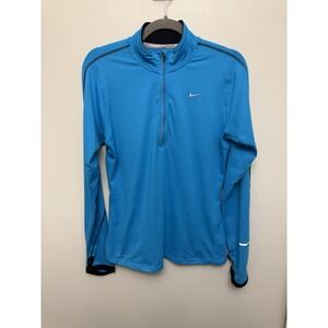 NIKE Jacket Women's Medium Blue Dri-Fit Activewear Running‎ Top Quarter Zip L/S